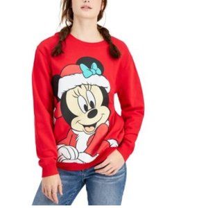 NEW Disney Juniors Minnie Mouse Santa Hat Red Jolly Minnie Sweater Size L A003